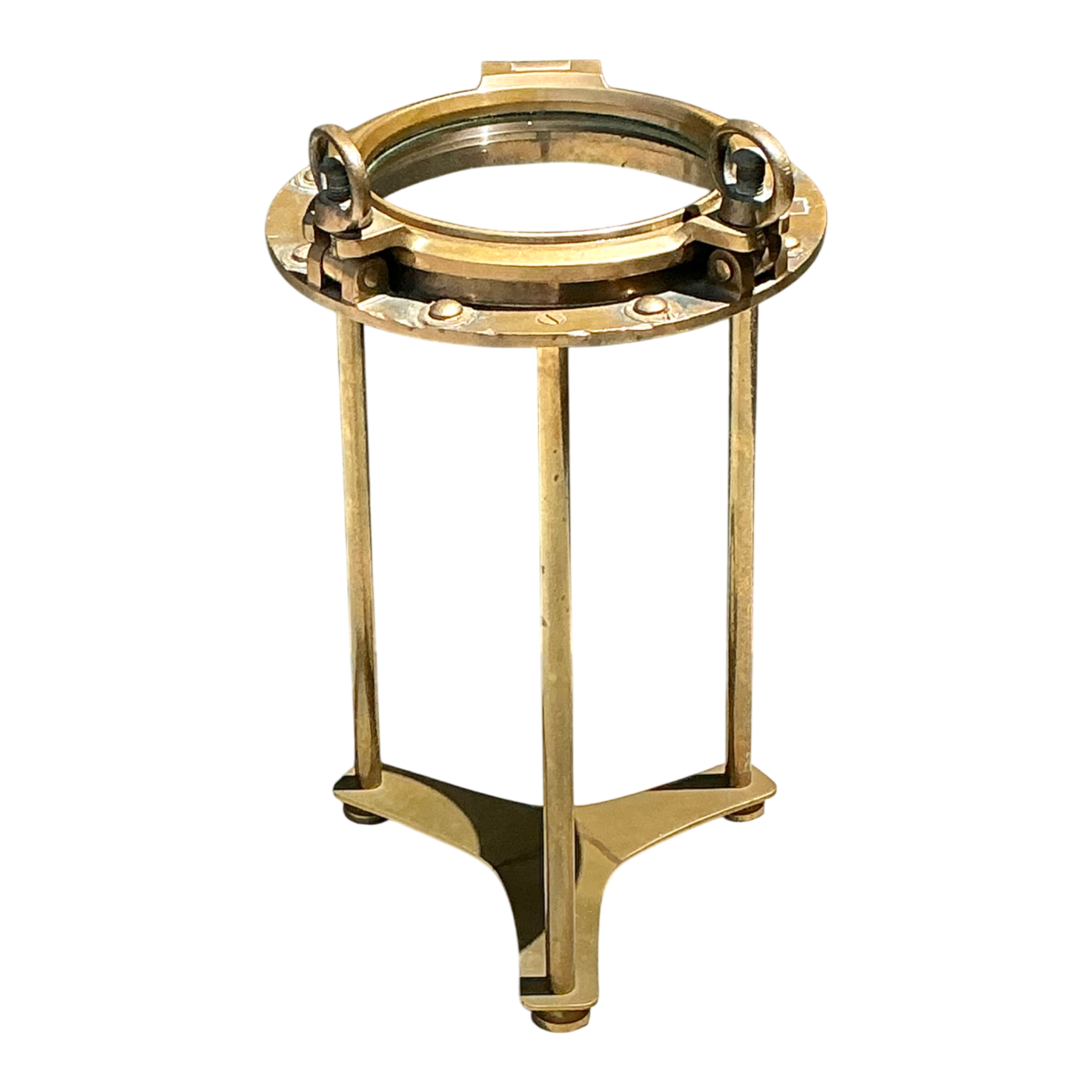 Vintage Brass and Glass Porthole Accent Table