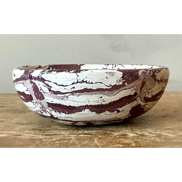 Boho Artisan Pigmented Plaster Scagliola Bowl - Detail view