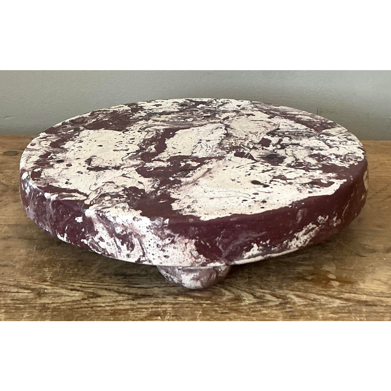Boho Artisan Pigmented Plaster Scagliola Plinth - Side view