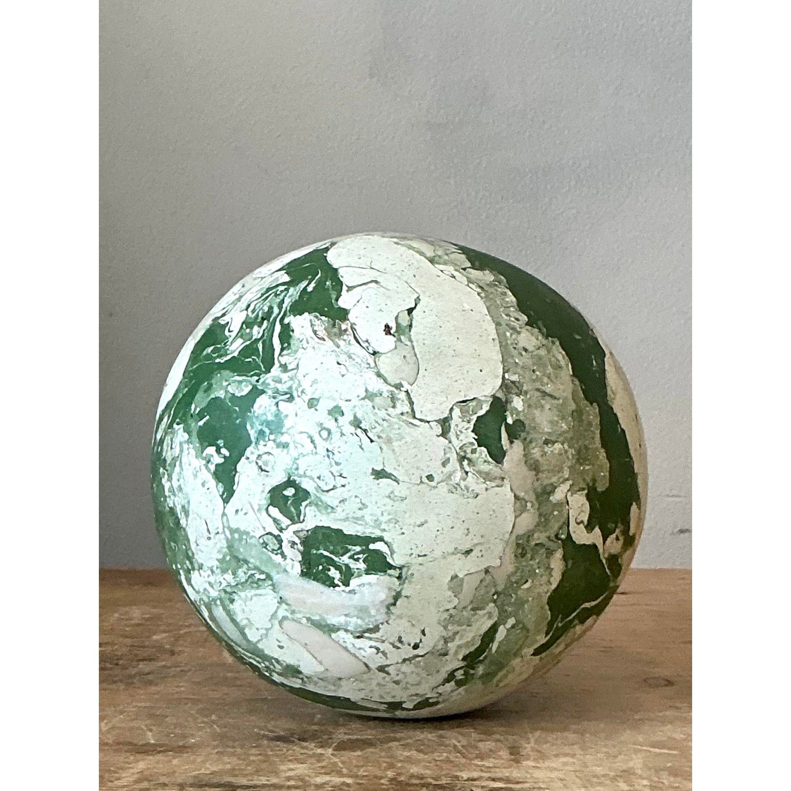 Boho Artisanal Pigmented Plaster Scagliola Sphere - Top view