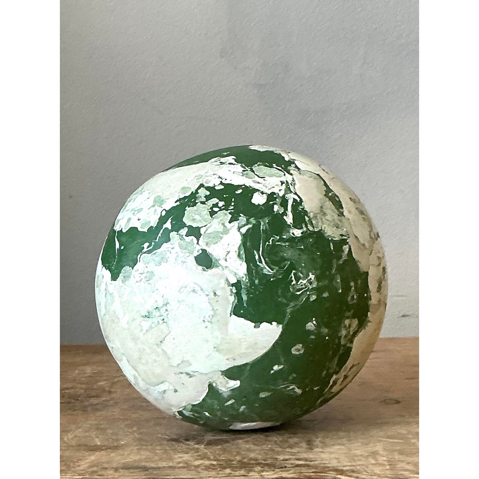 Boho Artisanal Pigmented Plaster Scagliola Sphere - Back view