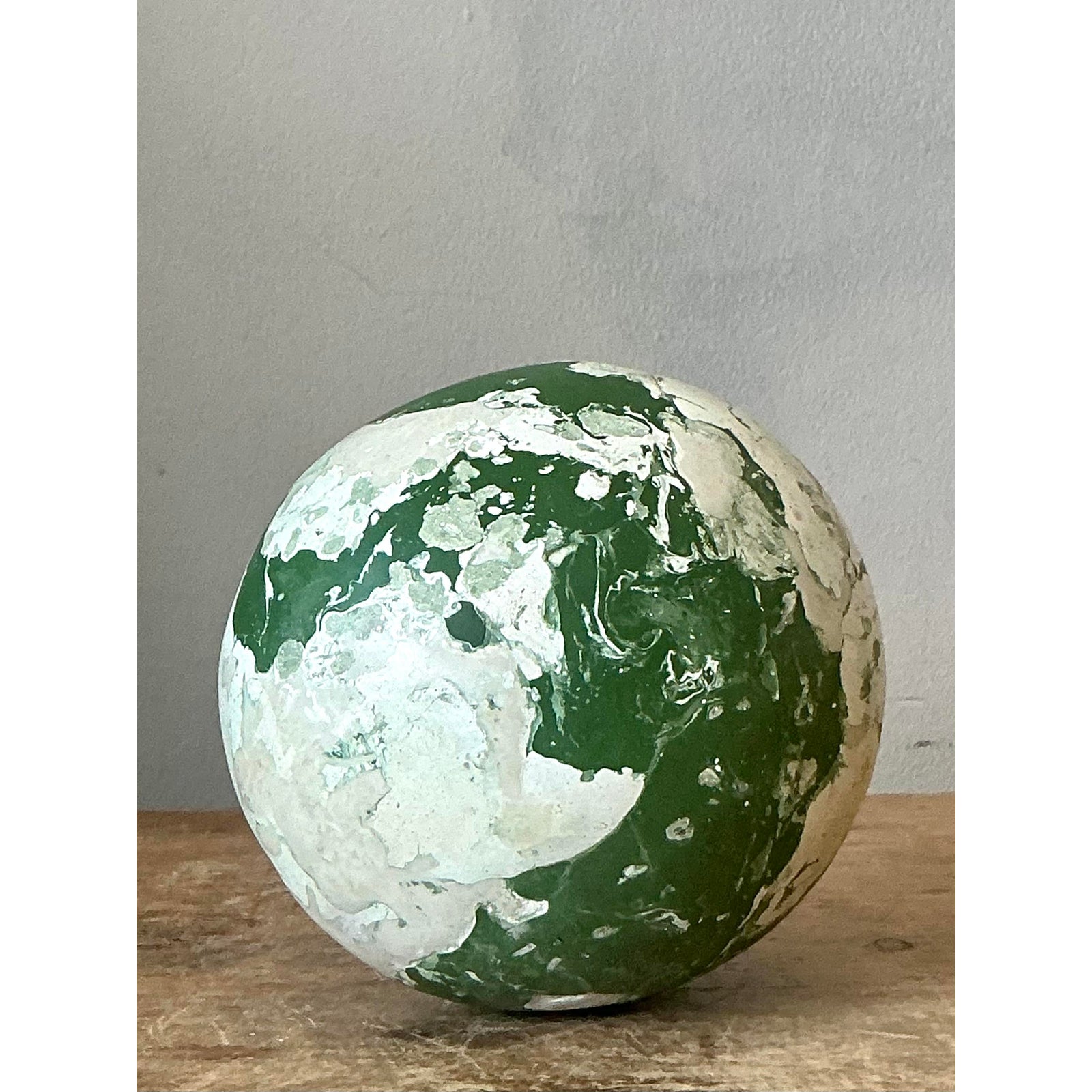 Boho Artisanal Pigmented Plaster Scagliola Sphere - Side view
