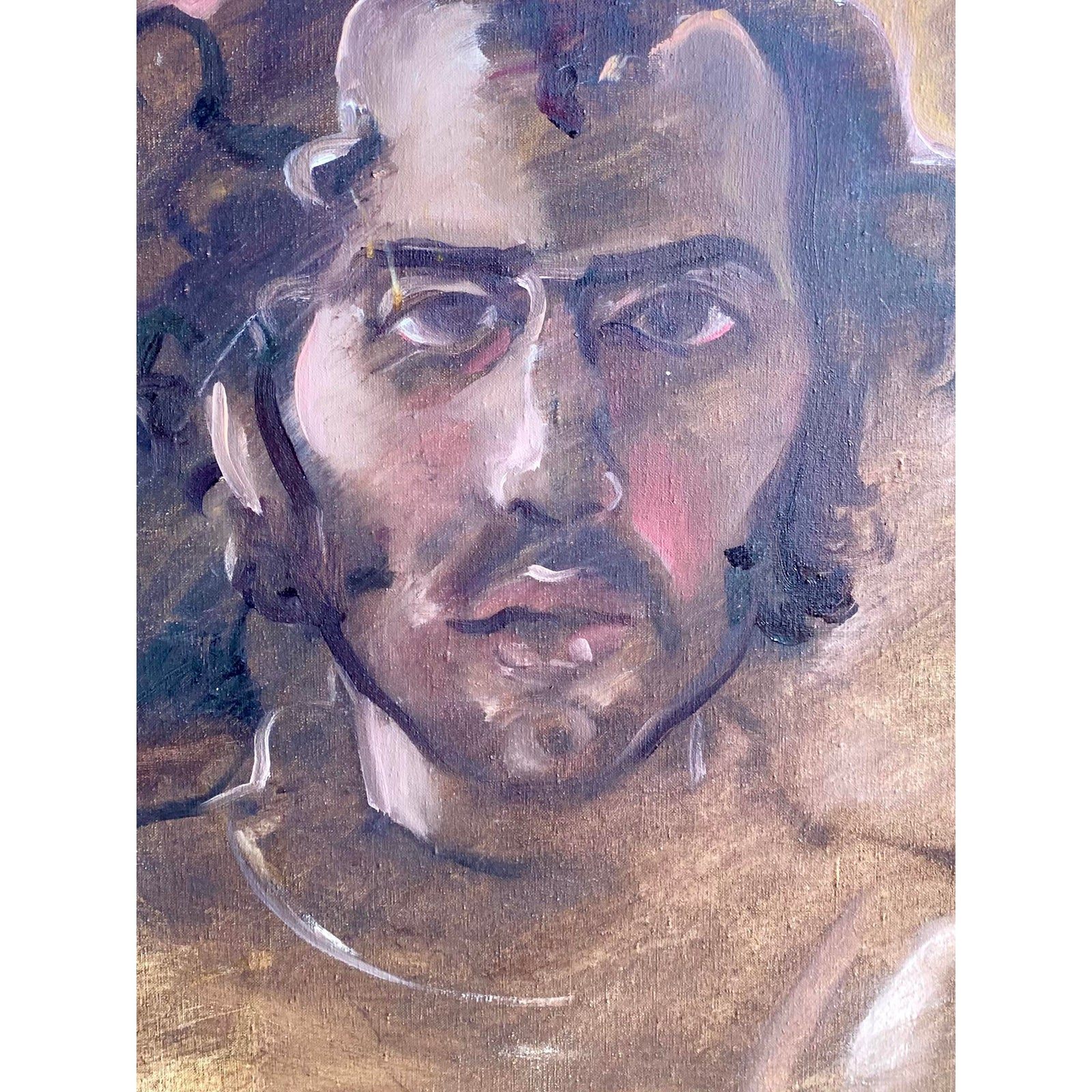 Boho Chic Regone Pierokkis Signed Oil Painting - Detail view