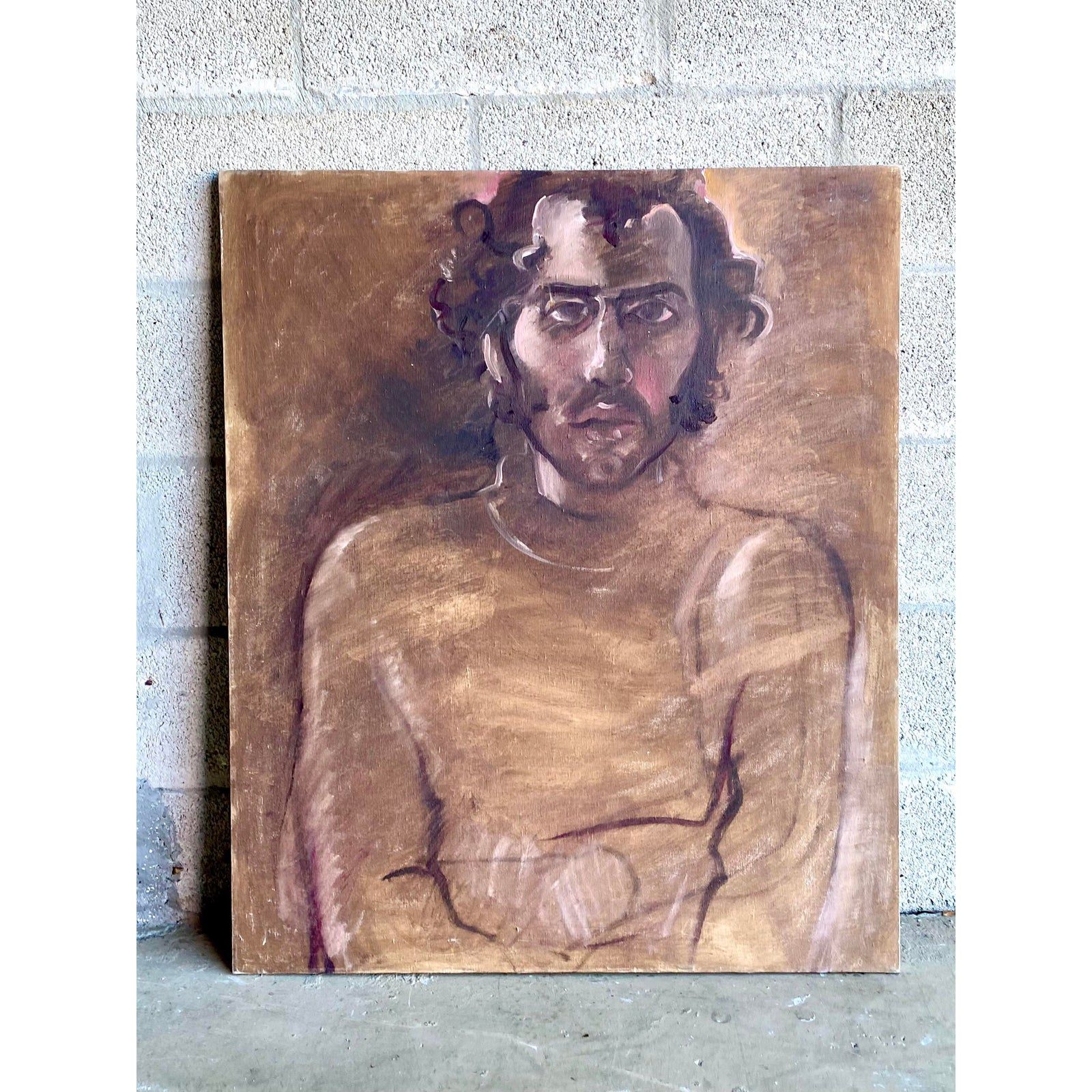 Boho Chic Regone Pierokkis Signed Oil Painting - Side view