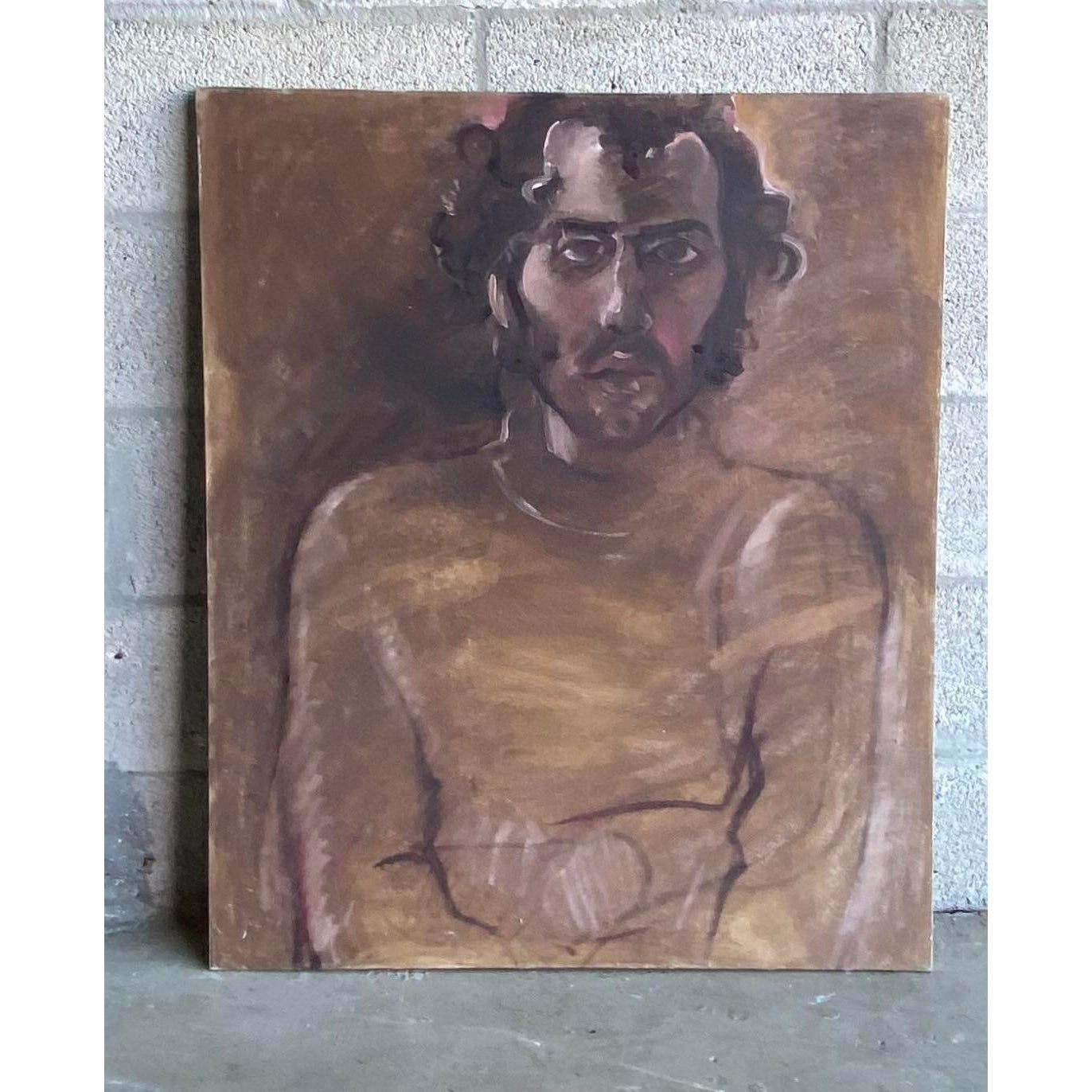 Boho Chic Regone Pierokkis Signed Oil Painting - Top view