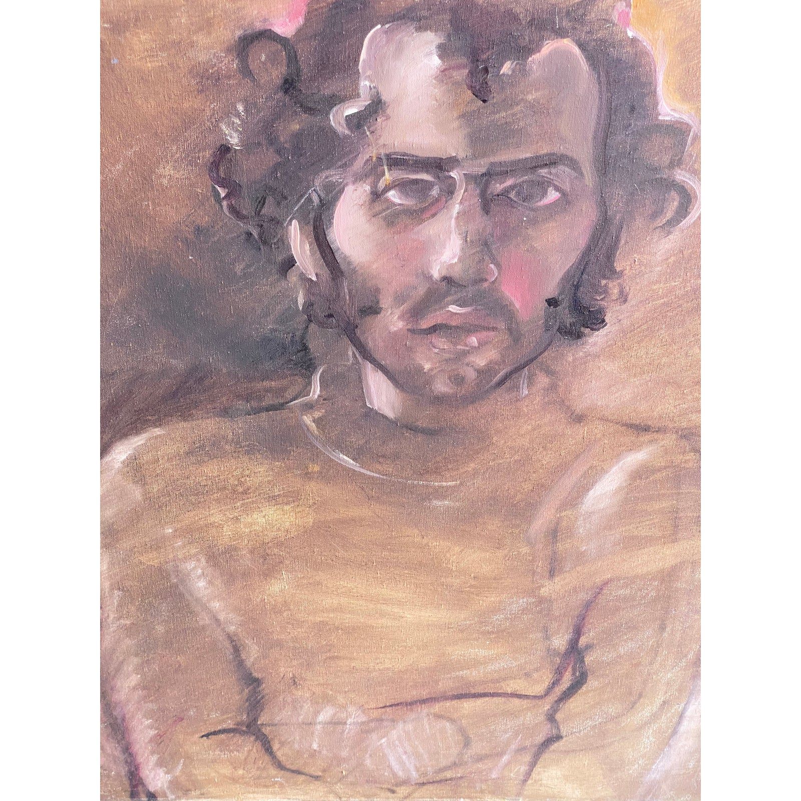 Boho Chic Regone Pierokkis Signed Oil Painting - Back view