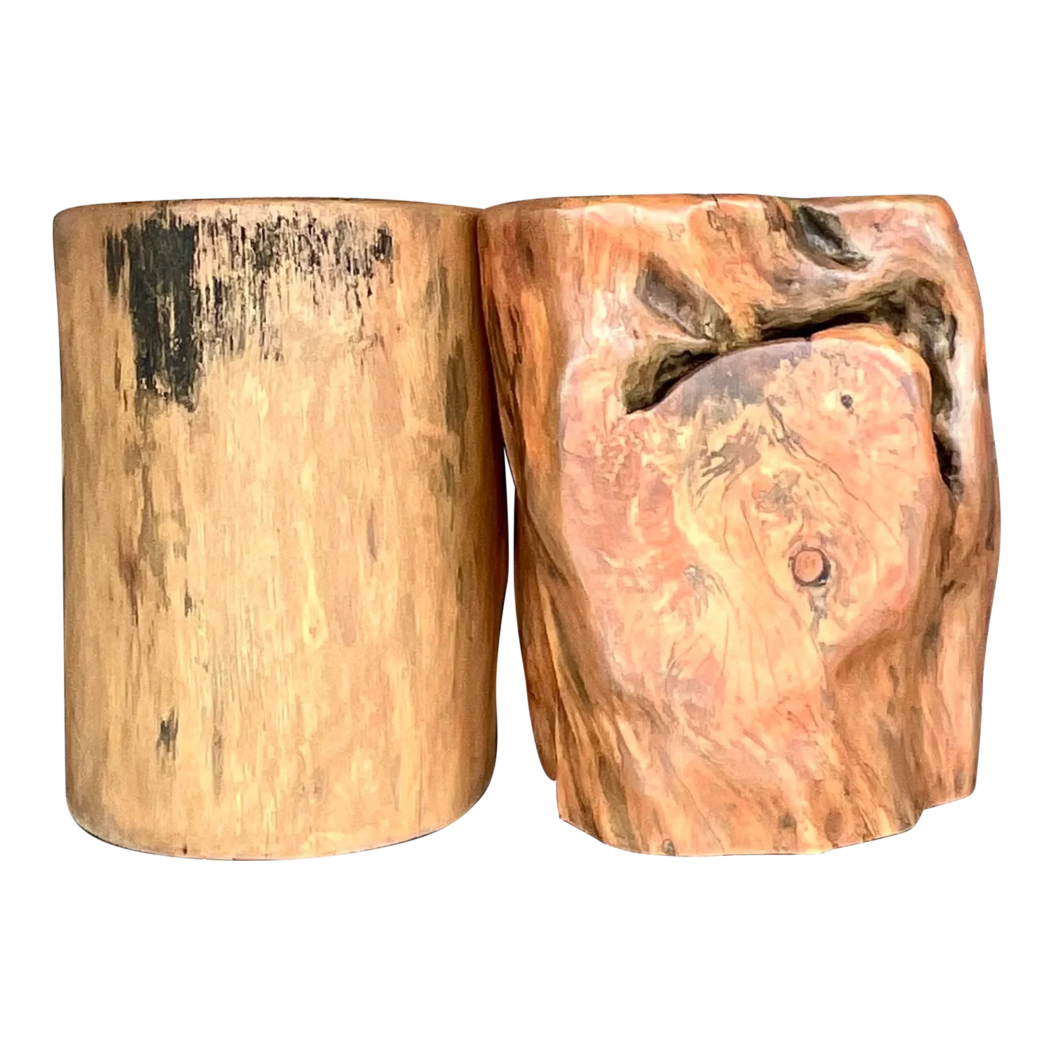 Boho Colored Tree Trunk Drinks Tables - Set of 2 - Detail view