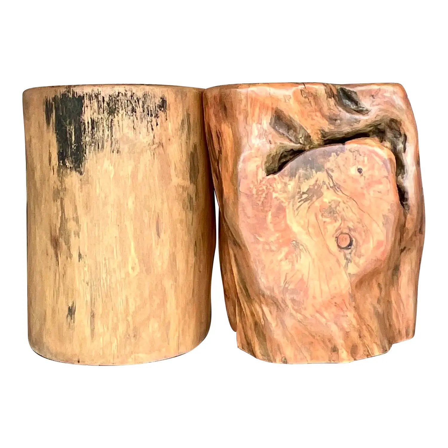 Boho Colored Tree Trunk Drinks Tables - Set of 2