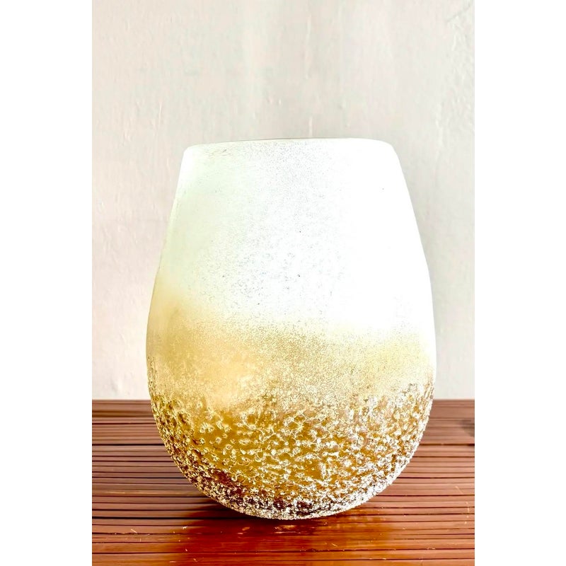 Boho Hand-Blown Art Glass Vase - Top view