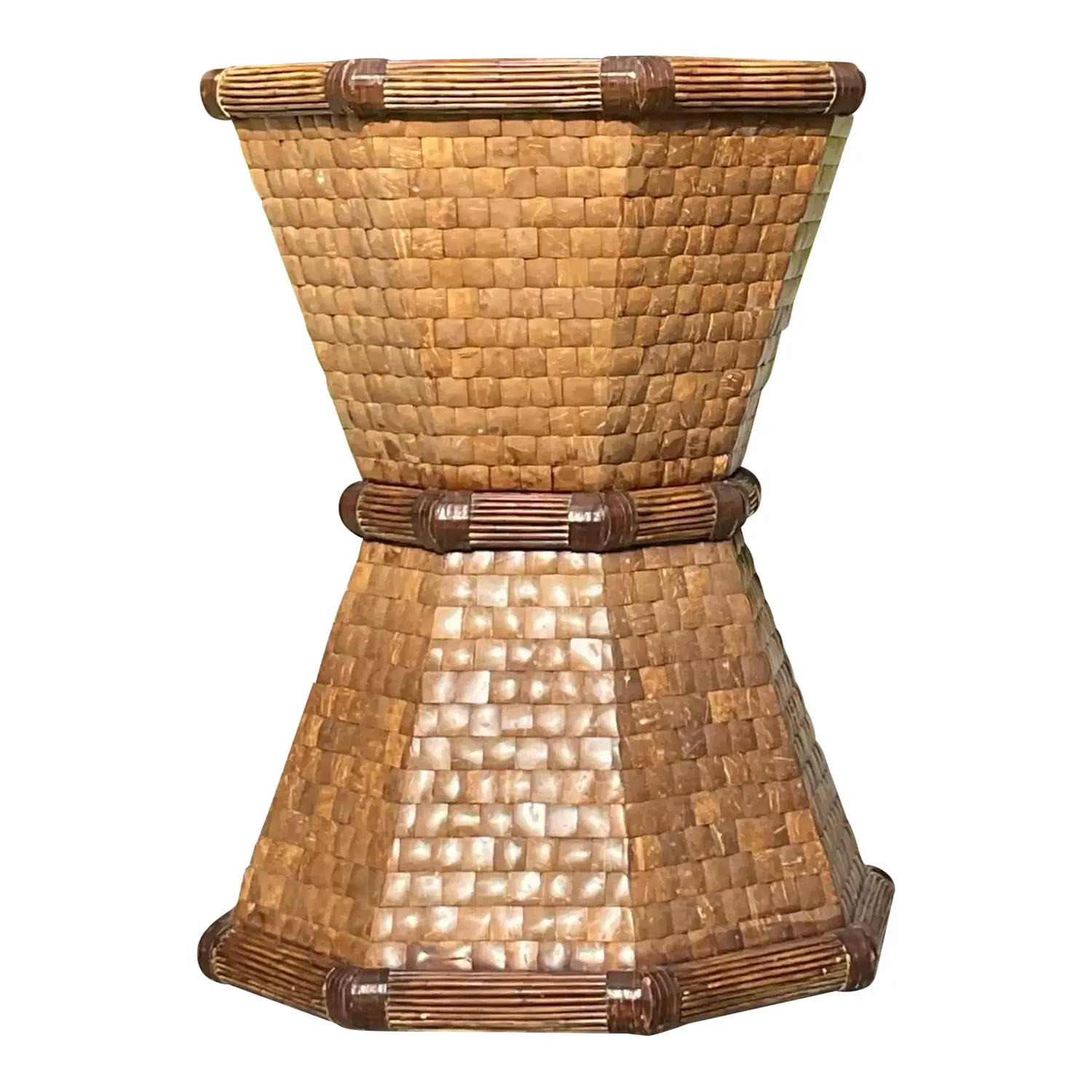 Boho Style Tessellated Coconut Shell Table Pedestal