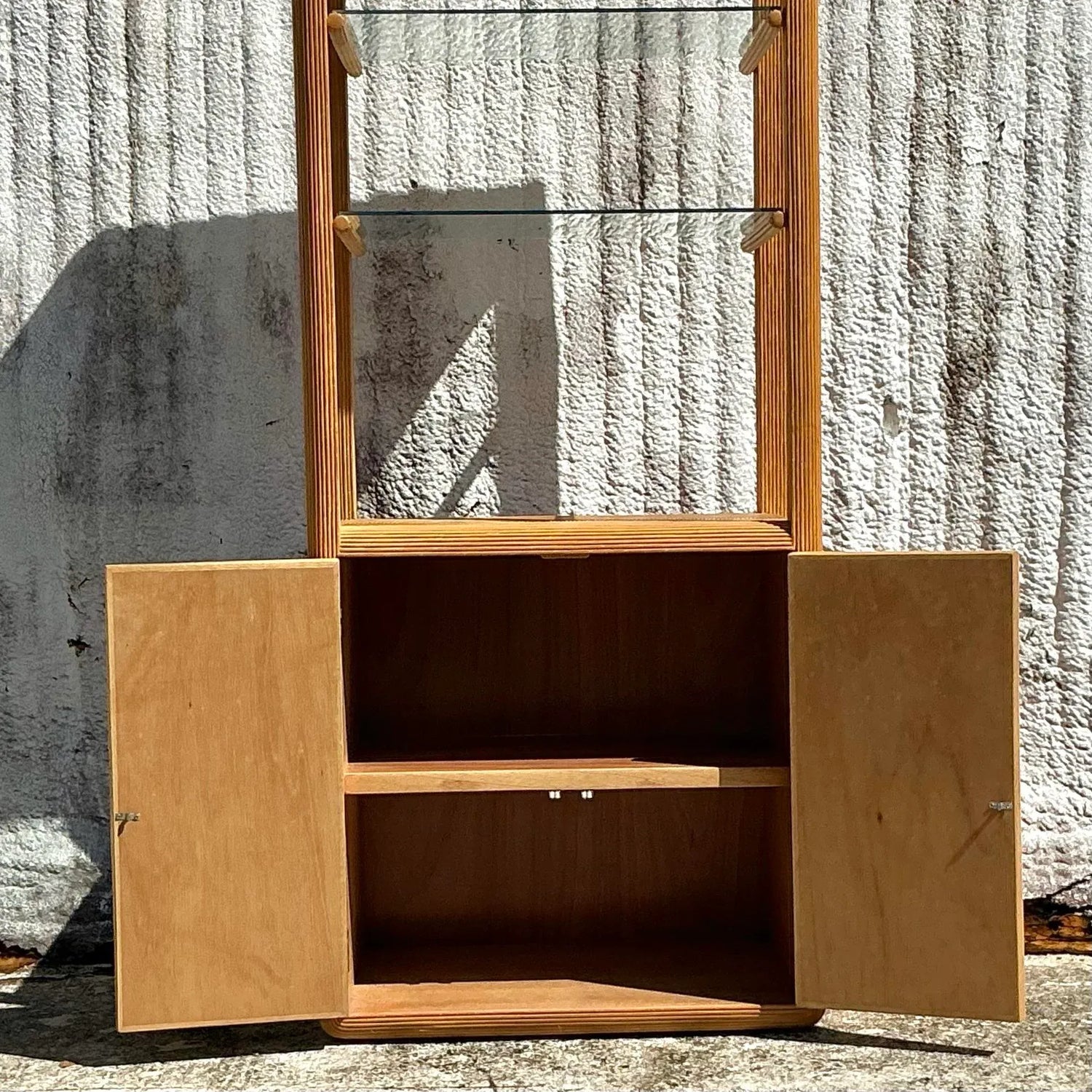 Vintage Coastal Pencil Reed Etagere - Side view