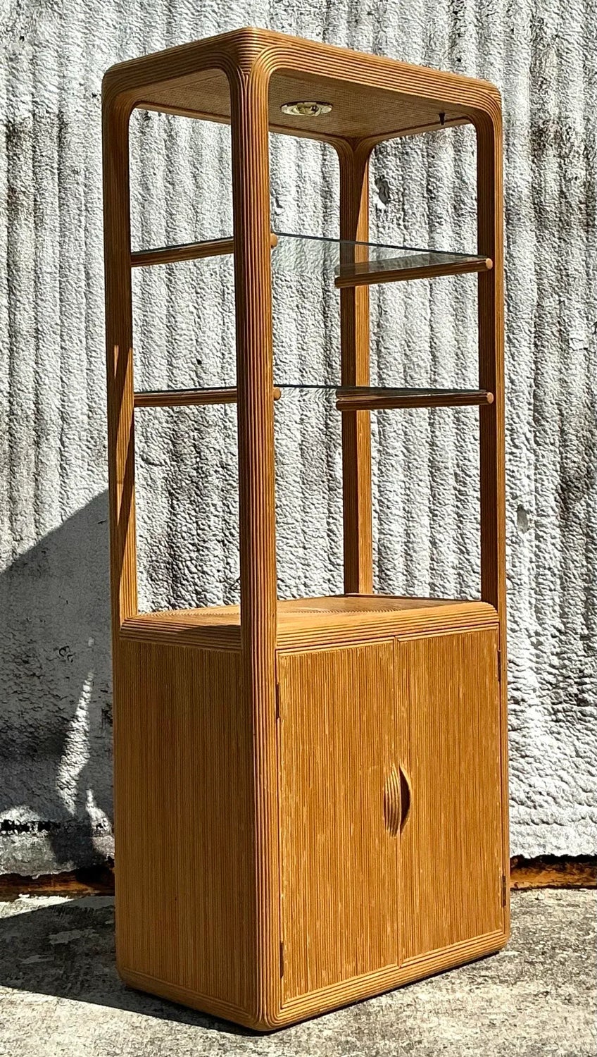 Vintage Coastal Pencil Reed Etagere - Back view