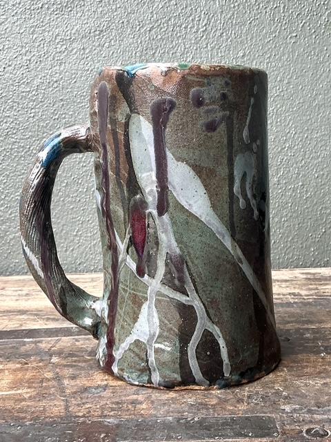 Vintage Original Studio Pottery Drip Glaze Vase - Back view
