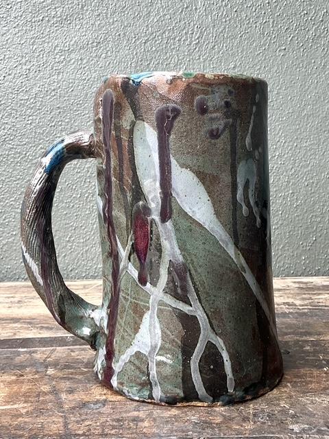 Vintage Original Studio Pottery Drip Glaze Vase - Top view