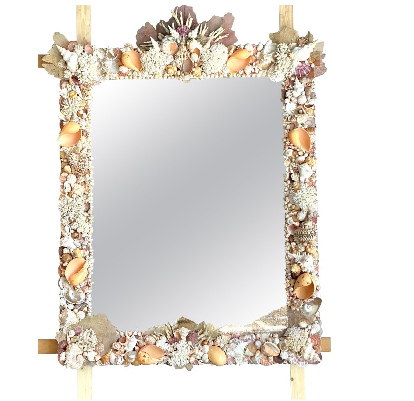 Coastal Monumental Shell Encrusted Mirror - Detail view
