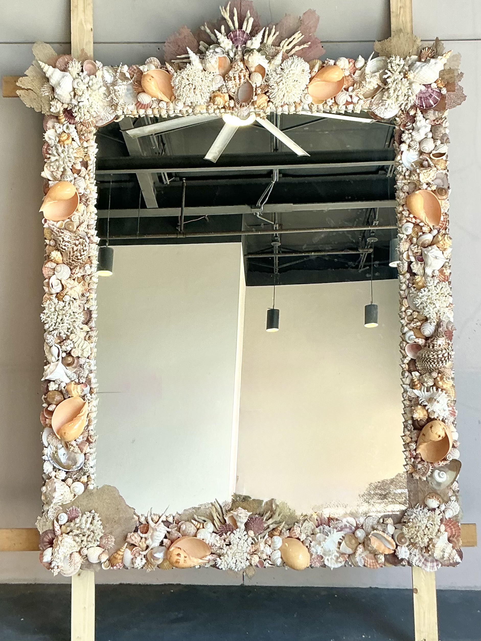 Coastal Monumental Shell Encrusted Mirror - Back view