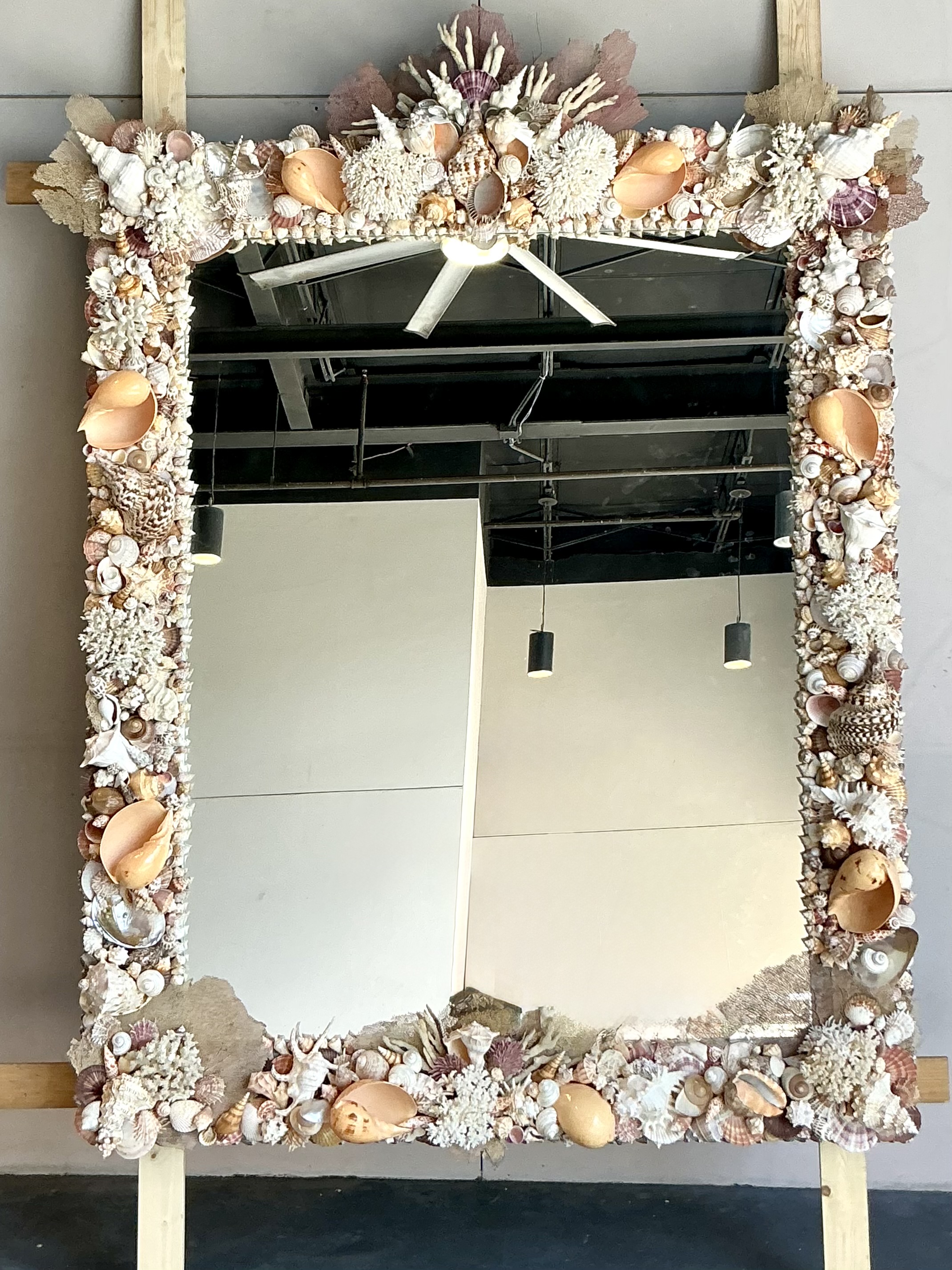 Coastal Monumental Shell Encrusted Mirror - Side view