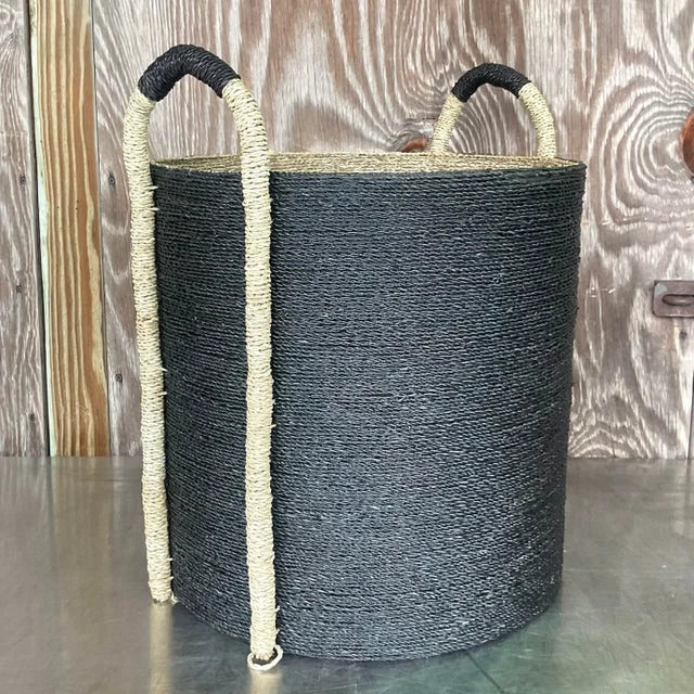 Coastal Palecek Woven Jute Basket - Side view