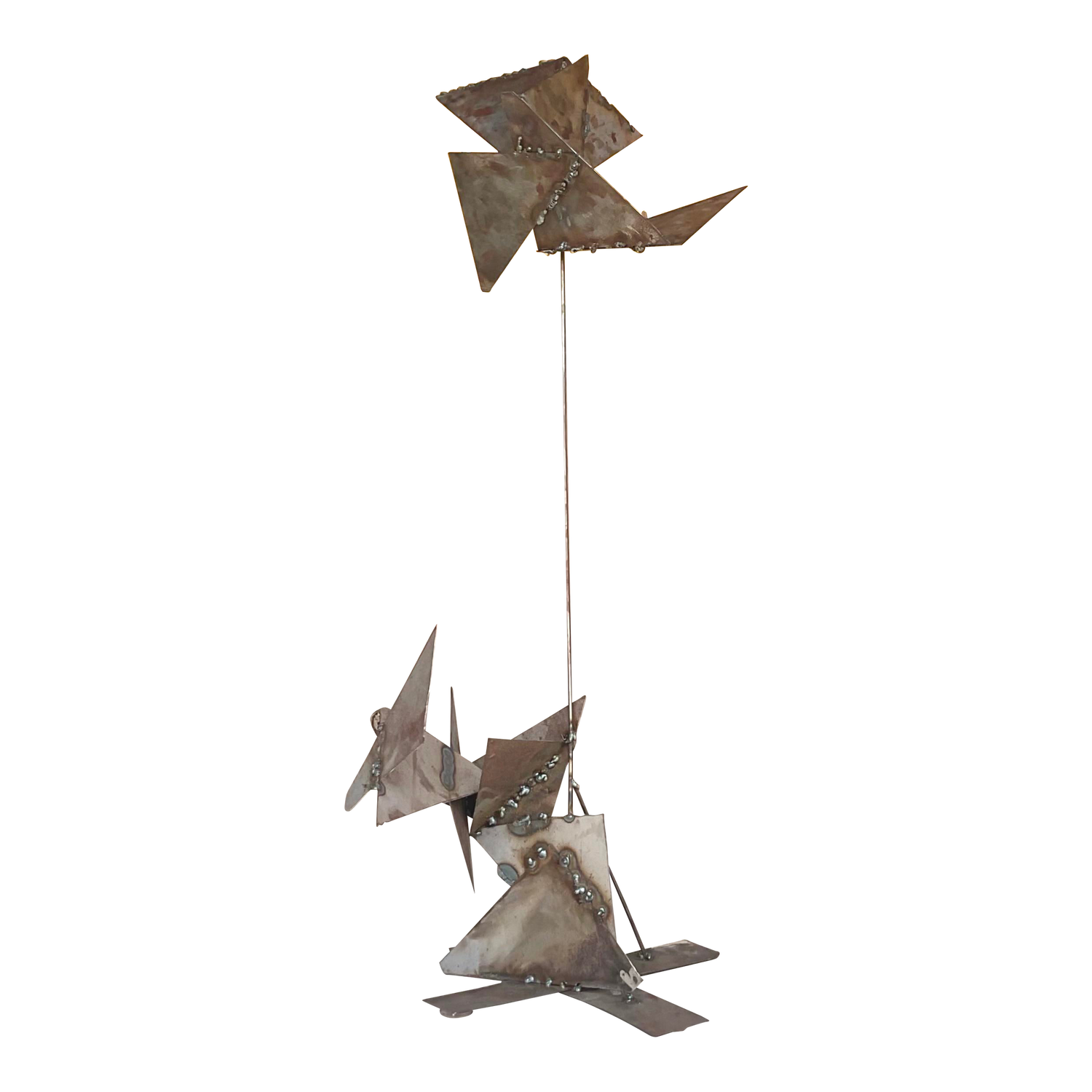 Contemporary Abstract Welded Steel Kinetic Sculpture - Detail view