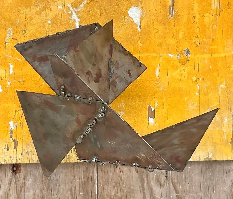 Contemporary Abstract Welded Steel Kinetic Sculpture - Back view