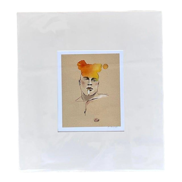 Contemporary Hand Signed Original Print of Color Study of Man