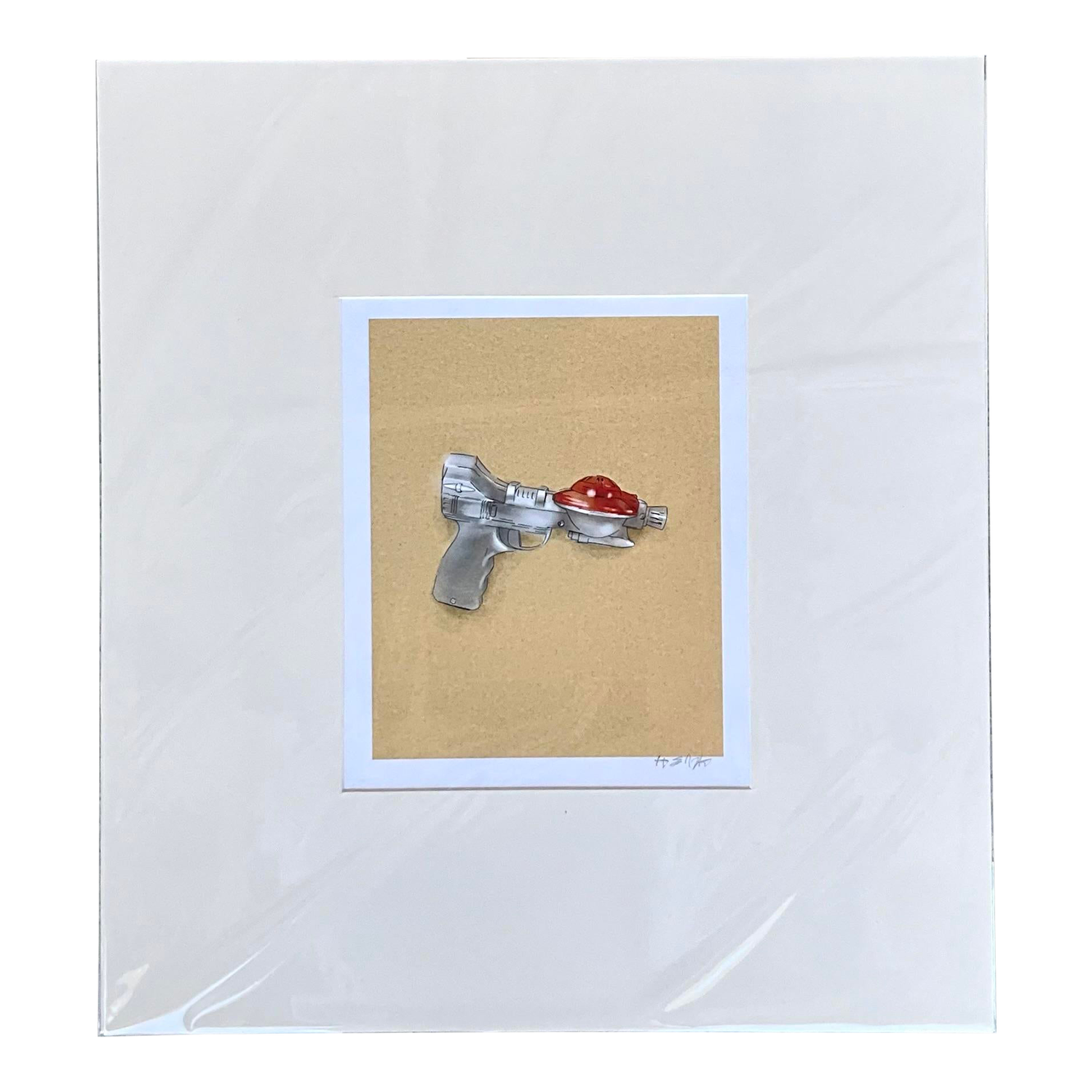 Contemporary Hand Signed Original Print of Space Age Water Pistol - Detail view