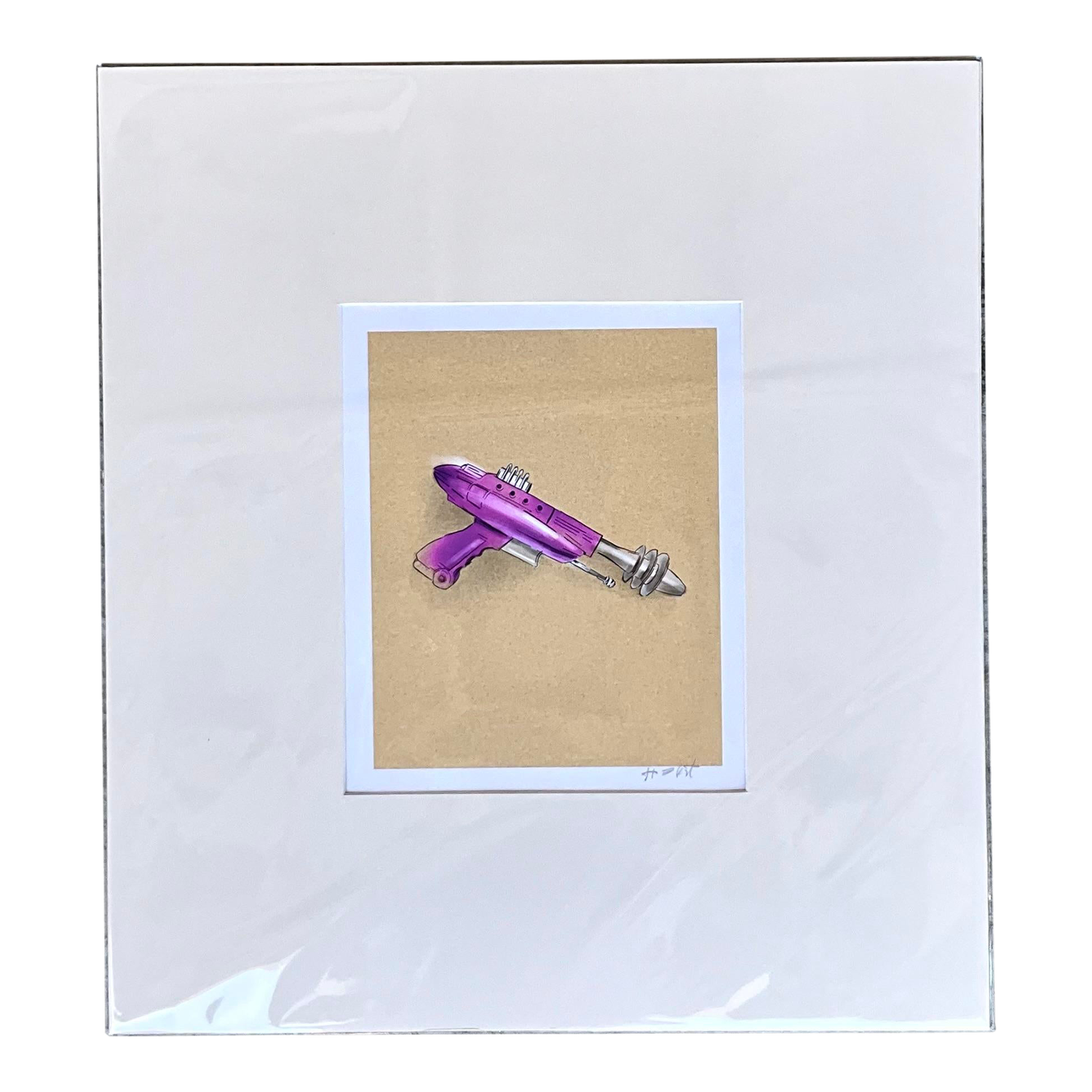 Contemporary Hand Signed Original Print of Space Age Water Pistol - Detail view