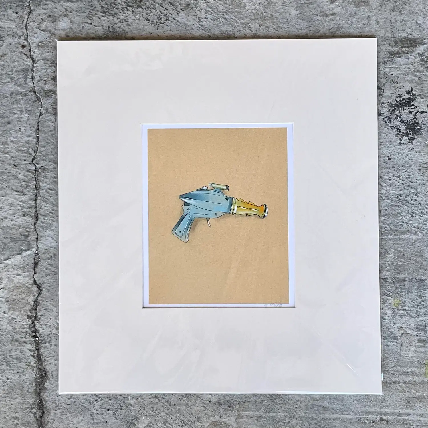 Contemporary Hand Signed Original Print of Space Age Water Pistol - Back view