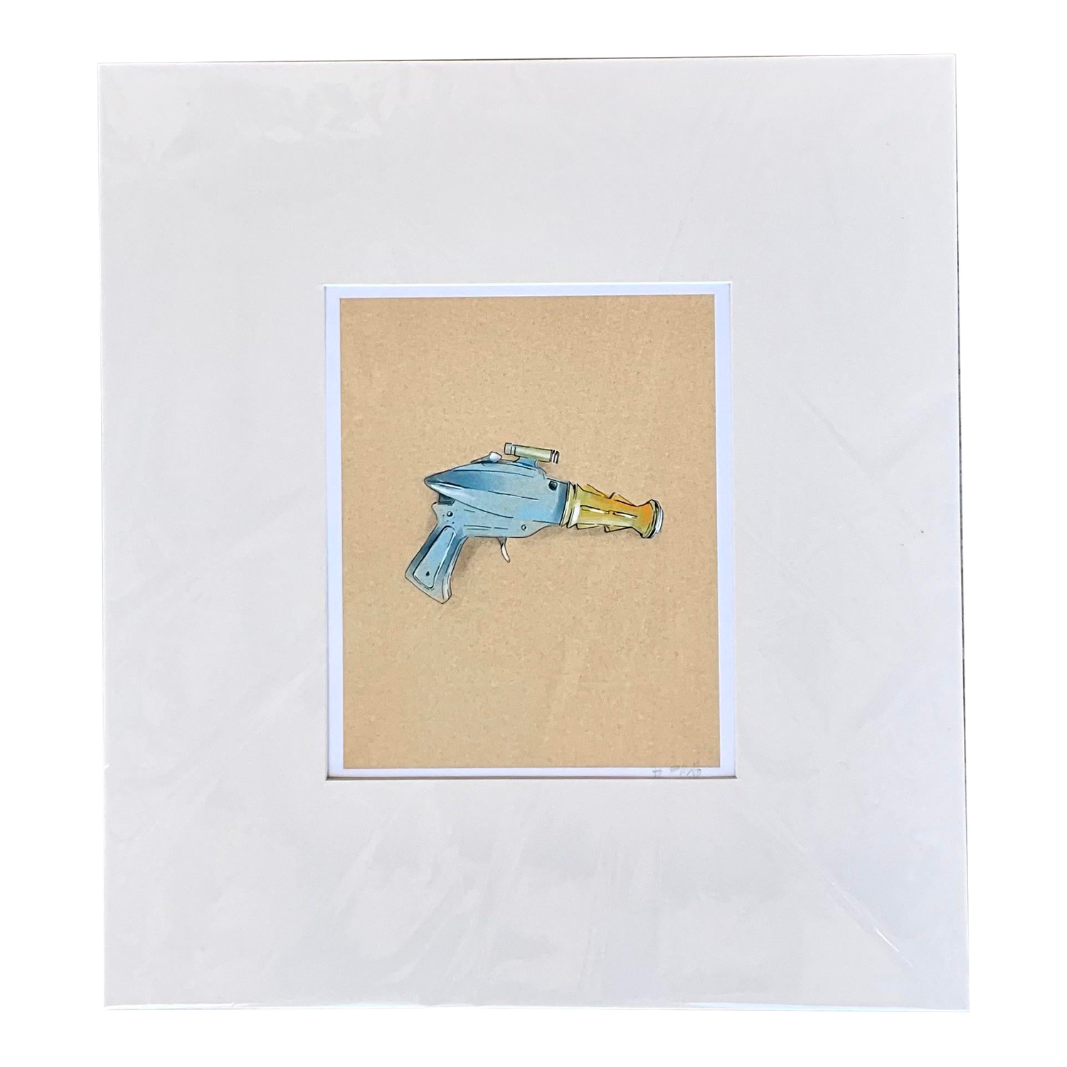Contemporary Hand Signed Original Print of Space Age Water Pistol - Detail view