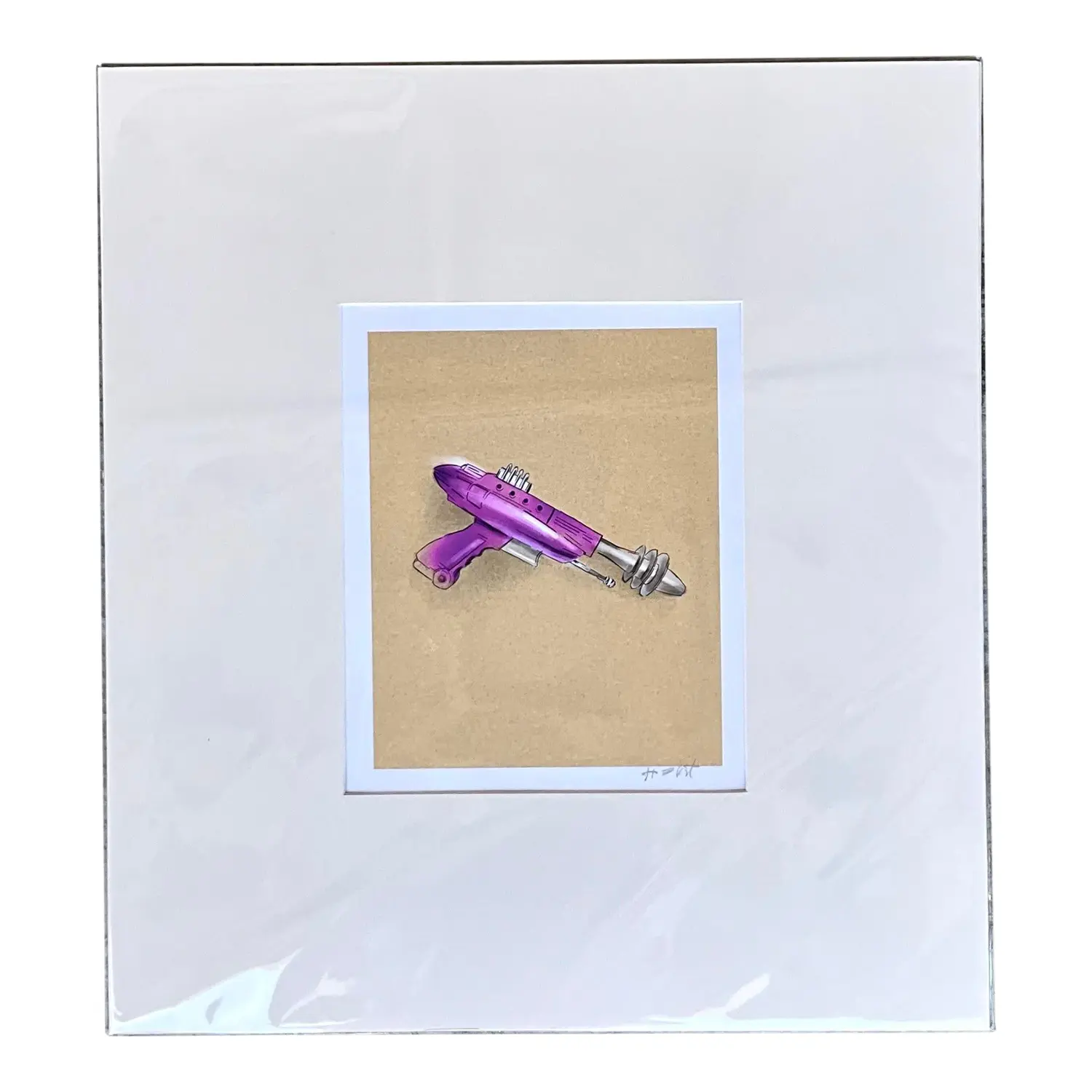 Contemporary Hand Signed Original Print of Space Age Water Pistol