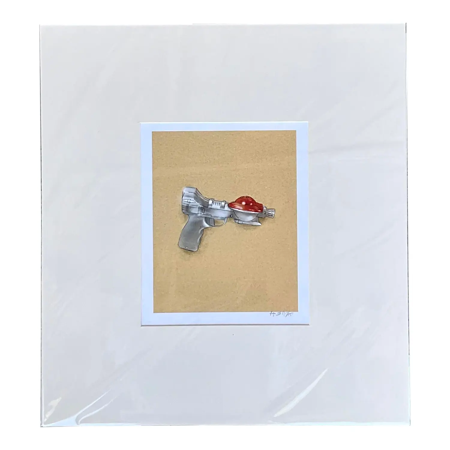 Contemporary Hand Signed Original Print of Space Age Water Pistol