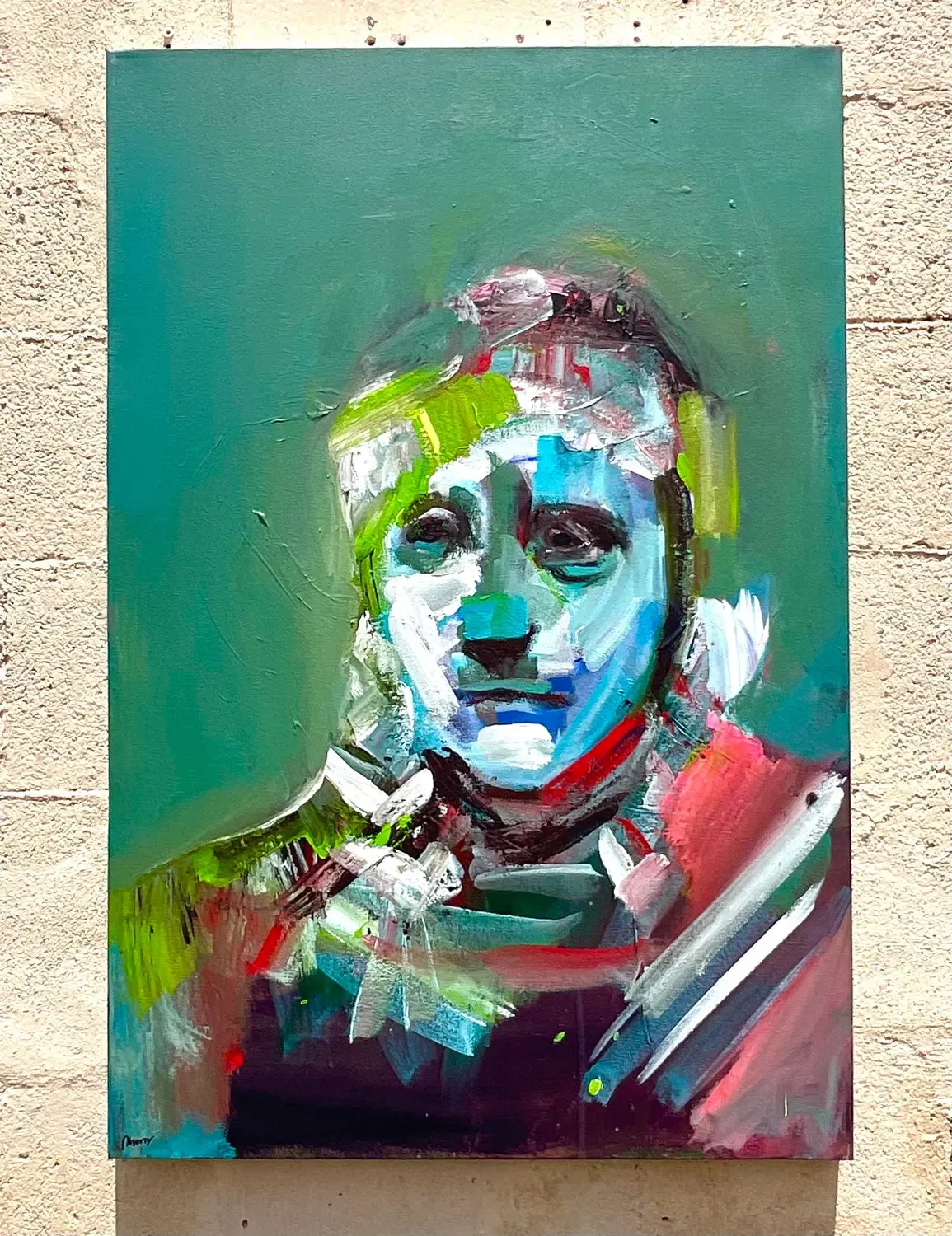 Contemporary Original Abstract Figural Portrait on Canvas - Back view