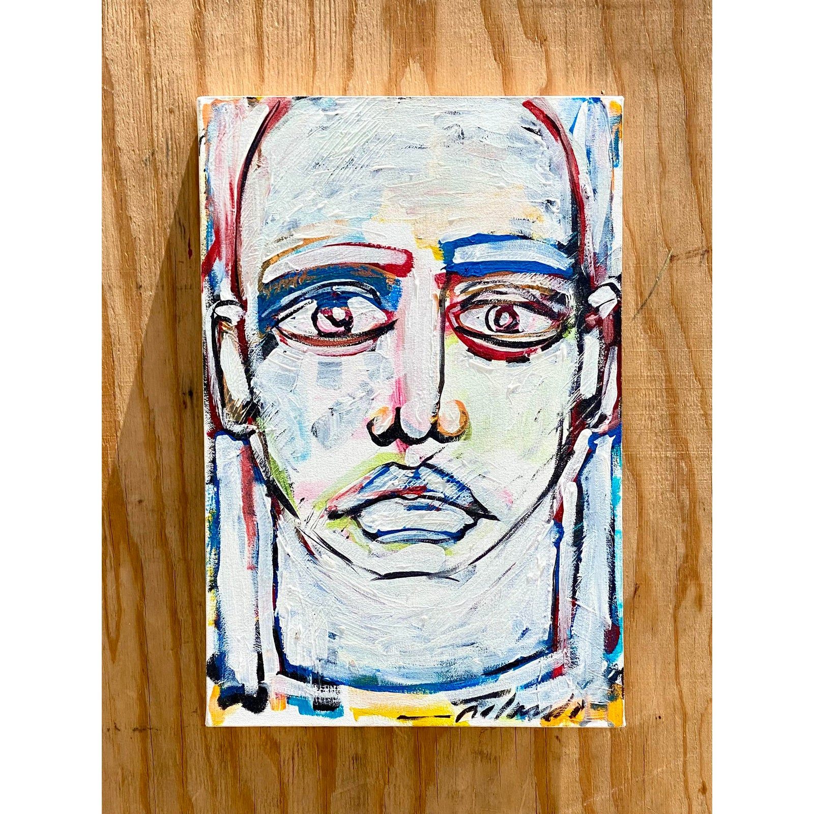 Contemporary Original Abstract Oil Signed Roland - Side view