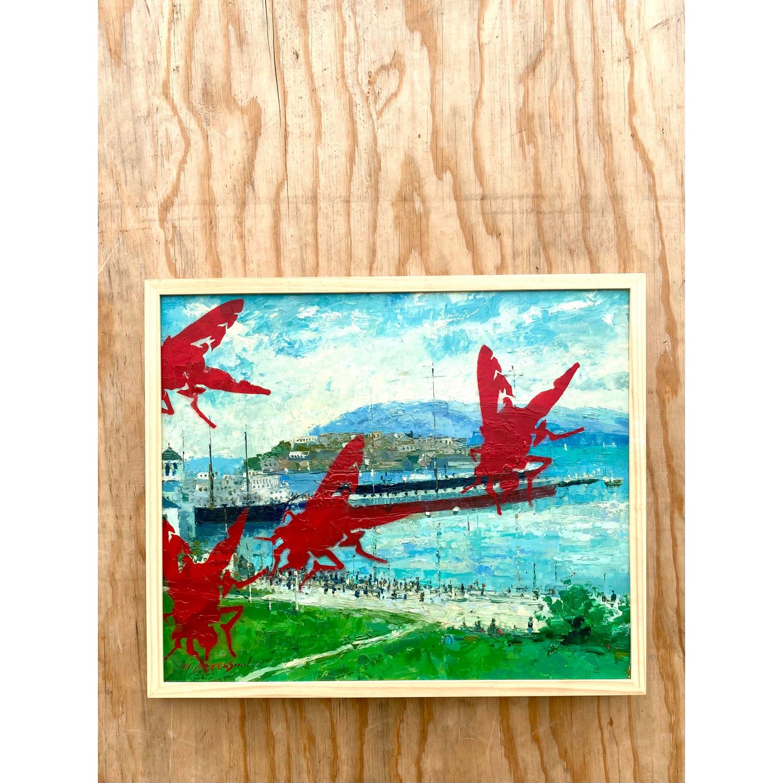 Contemporary Original Oil Painting Collaboration of Two Artists - Top view