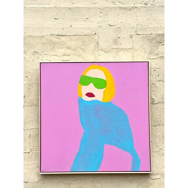 Contemporary Original Op Art Acrylic Figurative on Canvas - Side view
