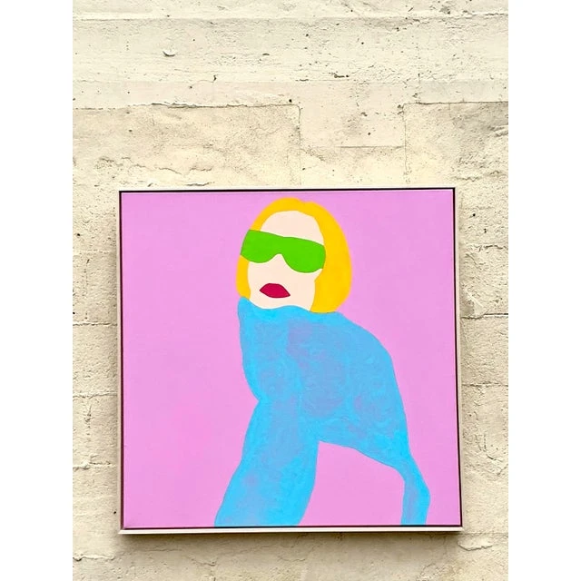 Contemporary Original Op Art Acrylic Figurative on Canvas - Top view