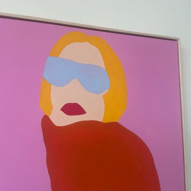 Contemporary Original Op Art Figurative Acrylic Painting on Canvas - Detail view