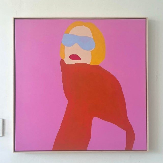 Contemporary Original Op Art Figurative Acrylic Painting on Canvas - Back view