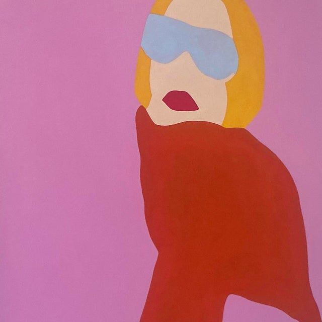 Contemporary Original Op Art Figurative Acrylic Painting on Canvas - Top view