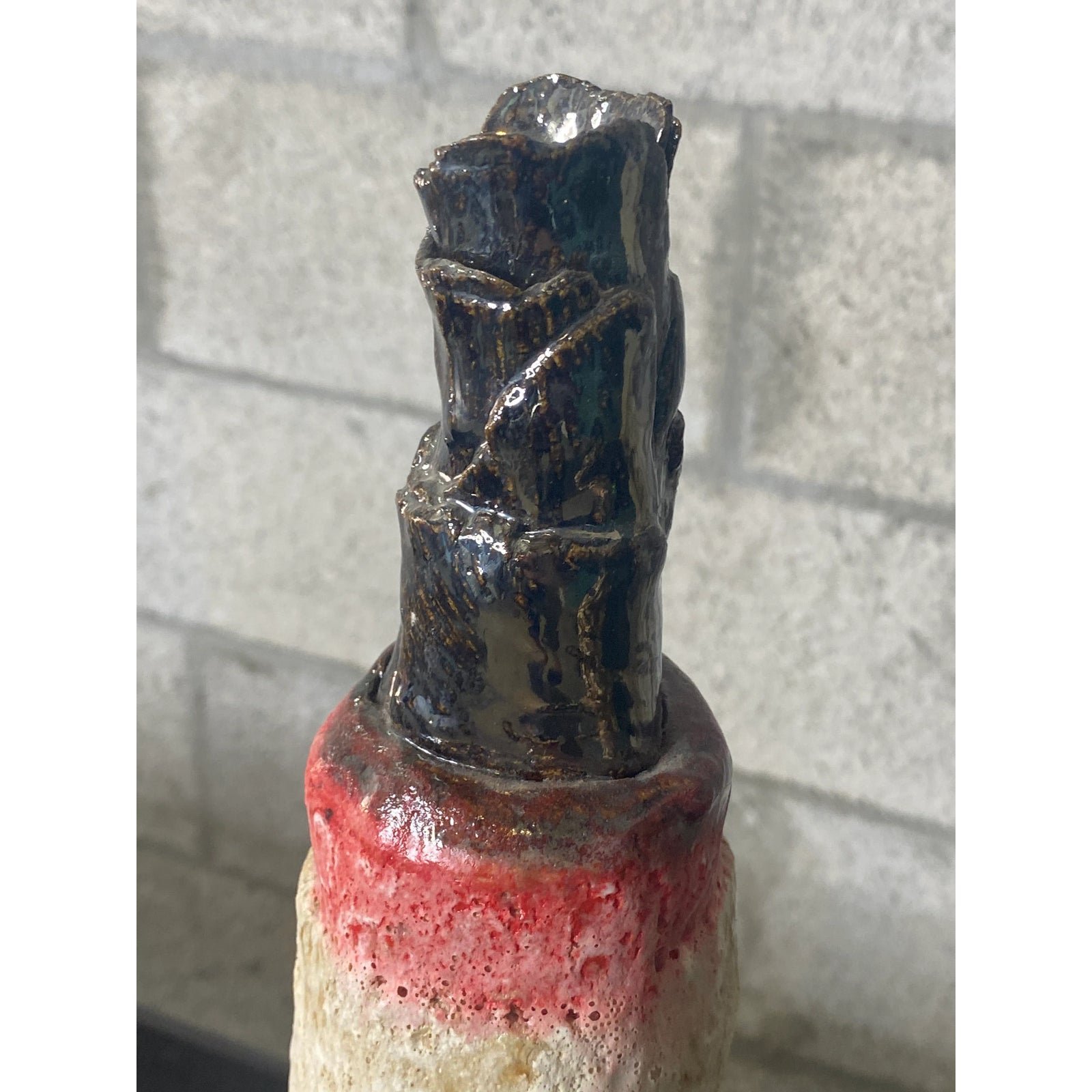 Contemporary Signed Studio Pottery Vases - a Pair - Top view