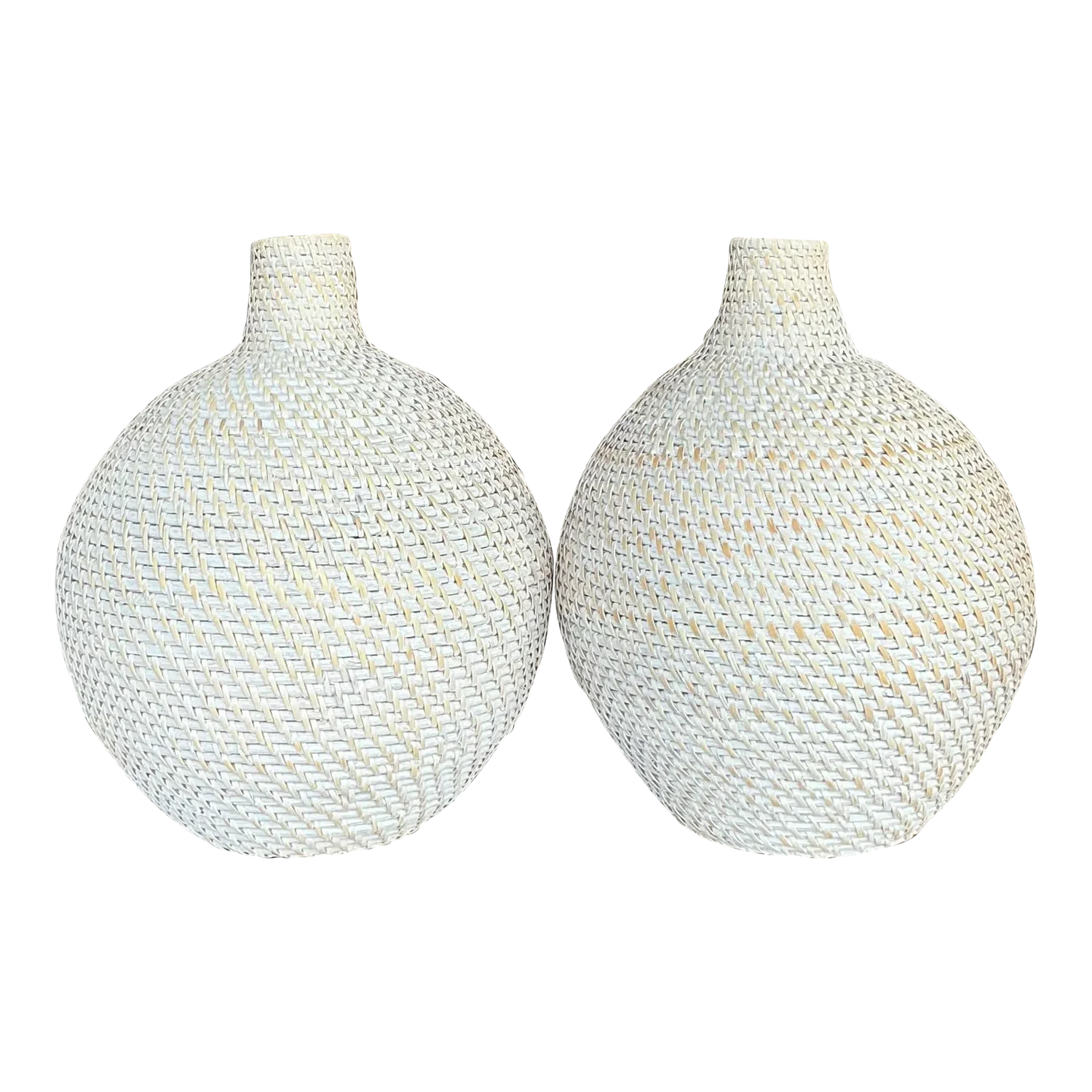 Contemporary Woven Rattan “”Octavia” Urn After Made Goods - a Pair - Detail view