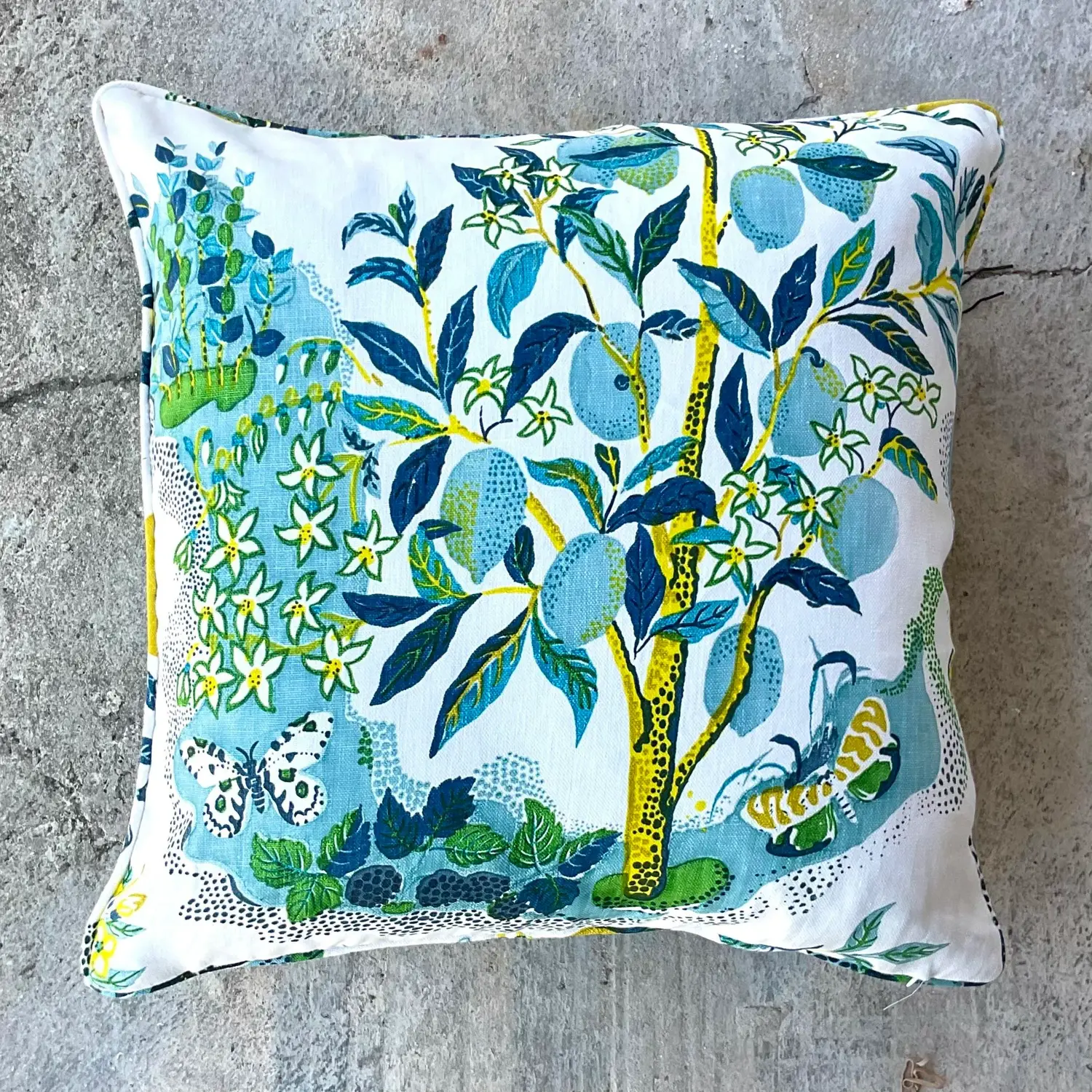 Custom Costal Schumacher “Citrus Garden” Throw Pillow - Detail view