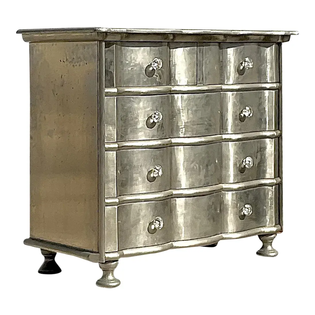 Early 20th Century Boho Wave Front Silver Leaf Dresser