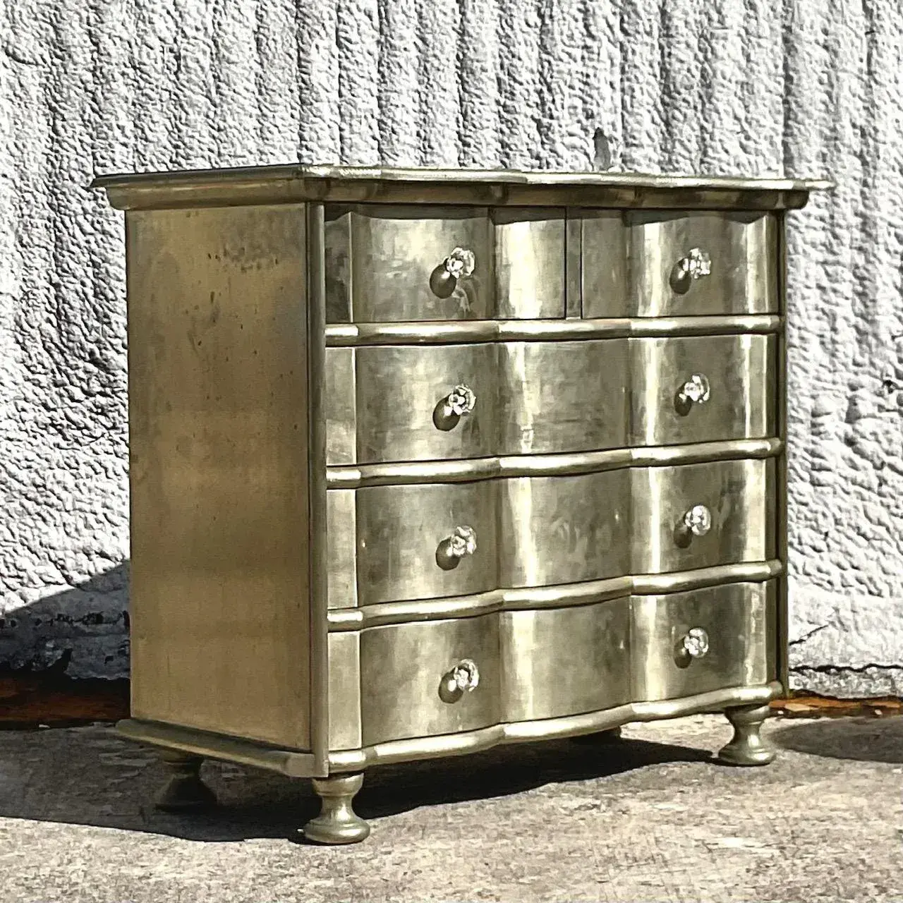 Early 20th Century Boho Wave Front Silver Leaf Dresser - Side view