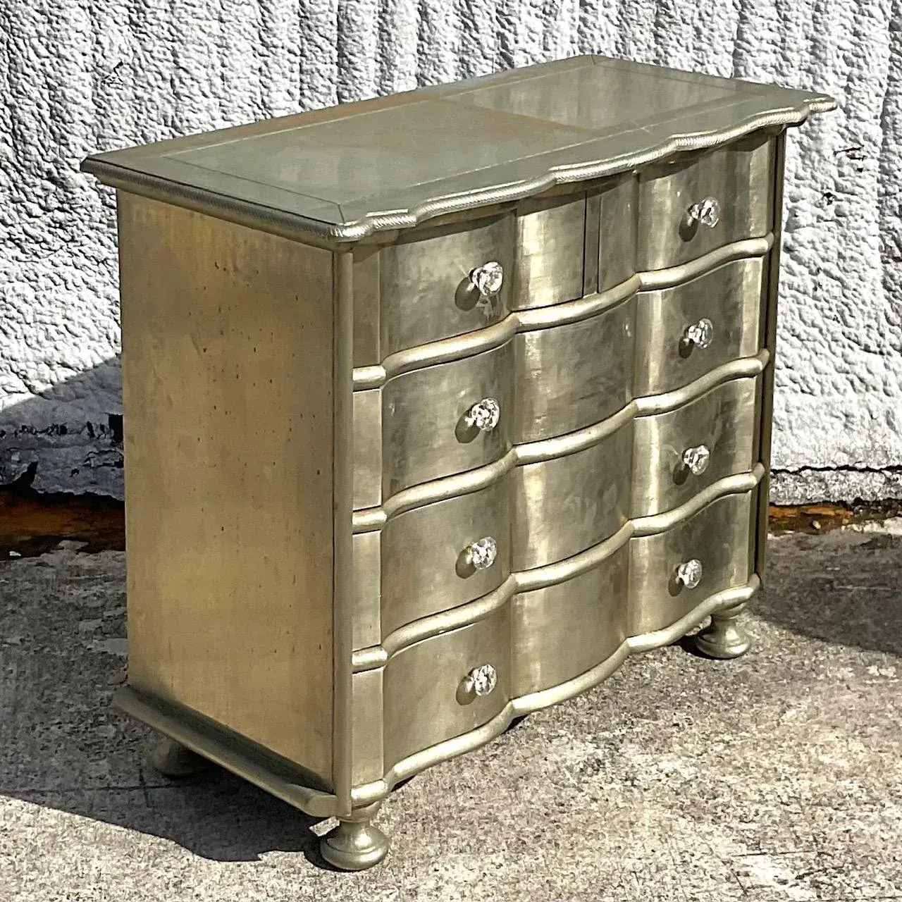 Early 20th Century Boho Wave Front Silver Leaf Dresser - Detail view