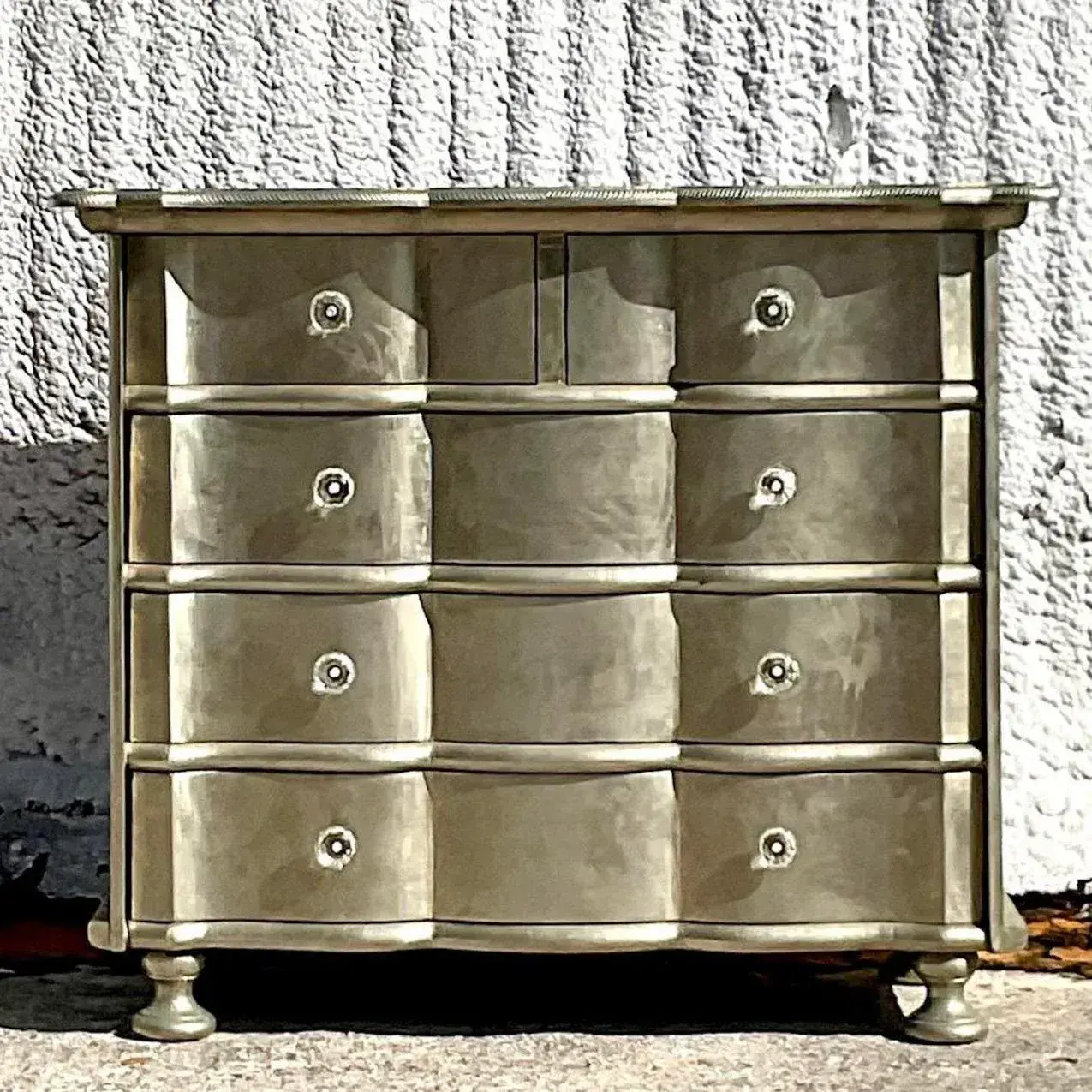 Early 20th Century Boho Wave Front Silver Leaf Dresser - Back view
