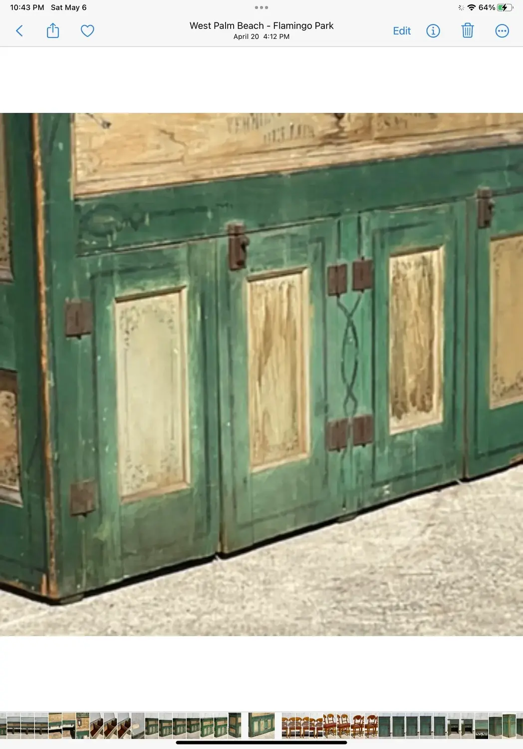 Early 20th Century Rustic a.h. Reid Creamery Cabinet - Detail view