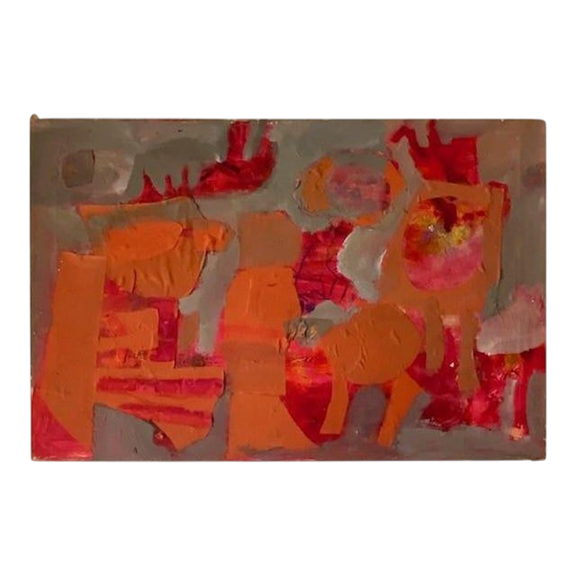 Early 20th Century Vintage Abstract Mixed Media on Canvas