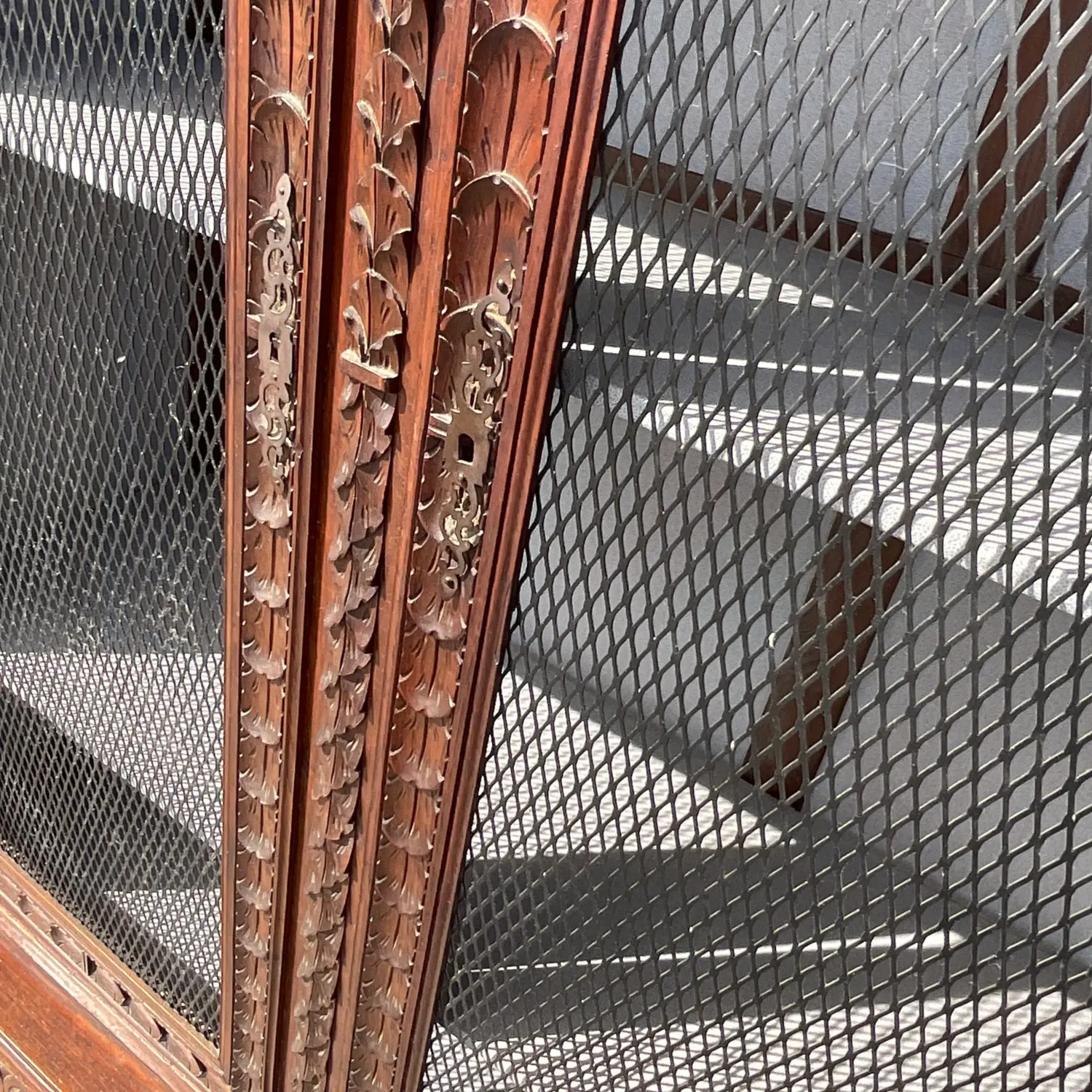 Early 20th Century Vintage Boho Carved Display Cabinet - Top view