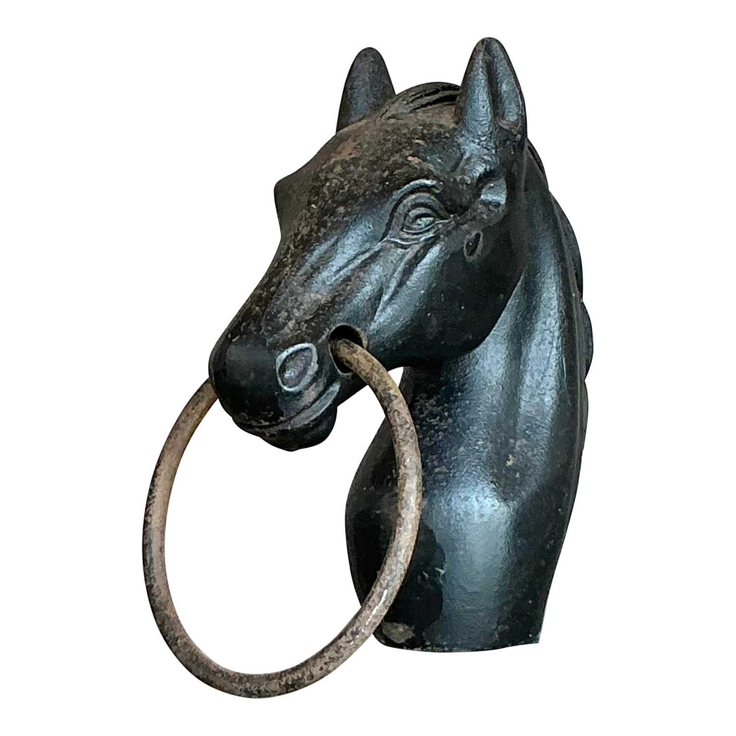 Early 20th Century Vintage Boho Wrought Iron Hitching Post Head - Detail view